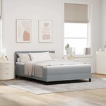 vidaXL Lit à ressorts avec tête de lit Gris clair 160 x 200 cm tissu