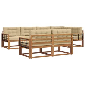vidaXL Ensemble de canapés d'extérieur 8 pc Naturel et Beige