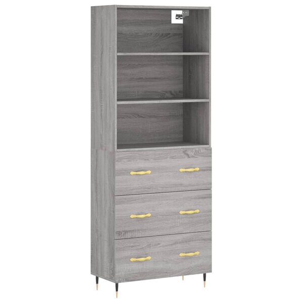 vidaXL Buffet haut Sonoma gris 69 5x34x180 cm Bois d'ingénierie