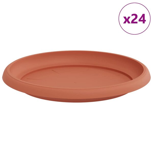 vidaXL Plateau à fleurs rond 24 Pièces Rouge brique Ø 21 5 x 2 5 cm