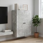 vidaXL Armoire Murale Gris béton 66 x 34 5 x 90 cm Bois d'ingénierie