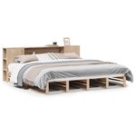 vidaXL Lit bibliothèque sans matelas 200x200 cm bois massif