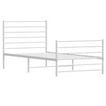 vidaXL Cadre de lit métal sans matelas avec pied de lit blanc 90x190cm