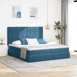 vidaXL Lit de rangement LED avec matelas Bleu foncé 180 x 200 cm