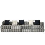 vidaXL Pouf modulaire à 4 places Gris rayé Tissu