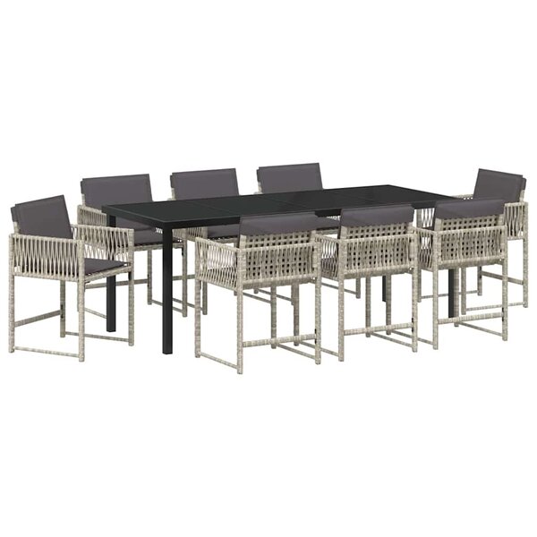 vidaXL Ensemble de salle à manger pour jardin 9 Pièces Gris clair