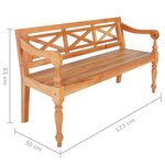 Banc banquette batavia 123 x 50 x 81 cm bois d'acajou massif marron clair 02_0010781