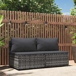 vidaXL Canapés centraux de jardin et coussins 2Pièces Gris Résine tressée