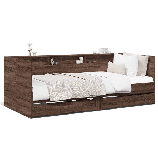 vidaXL Lit de jour avec tiroirs sans matelas chêne marron 100x200 cm