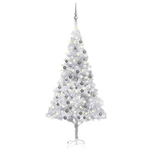 vidaXL Arbre de Noël artificiel pré-éclairé/boules argenté 180 cm PET