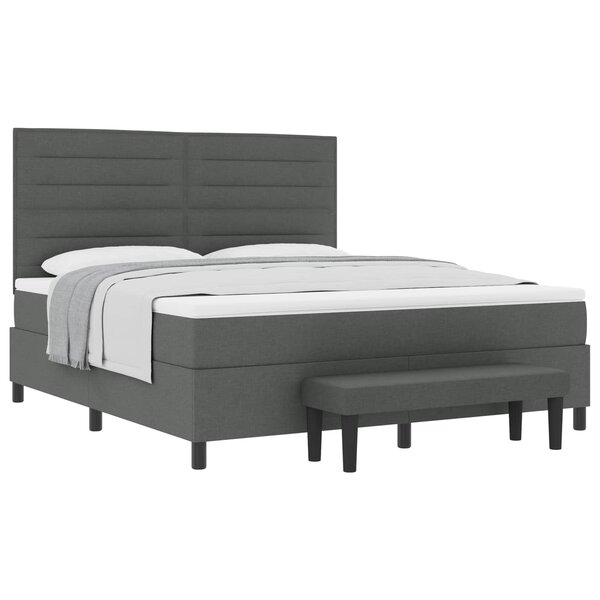 vidaXL Lit à ressorts avec matelas Gris foncé 180 x 200 cm tissu