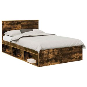 vidaXL Cadre de lit Chêne fumé 120 x 190 cm Bois d'ingénierie