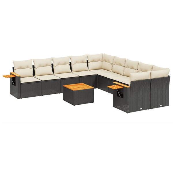 vidaXL Salon de jardin 11 Pièces avec coussins noir résine tressée