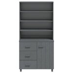 vidaXL Buffet HAMAR Bois massif de pin Gris foncé