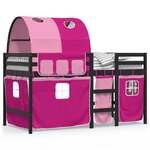 vidaXL Lit mezzanine enfants avec tunnel sans matelas rose 90x200 cm