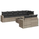 vidaXL Salon de jardin 9 Pièces avec coussins gris clair résine tressée