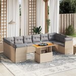 vidaXL Salon de jardin 11 Pièces avec coussins beige résine tressée
