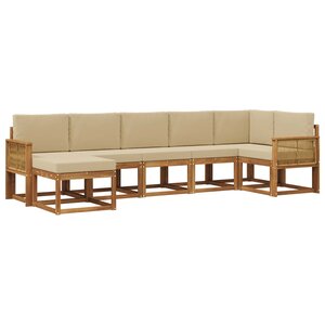 vidaXL Ensemble de canapés d'extérieur 7 pc Naturel et Beige Polyester