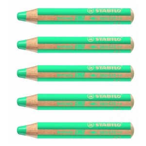Crayon woody 3 en 1 extra large vert jade clair x 5 stabilo