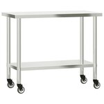 vidaXL Table de travail de cuisine avec étagère 110x55x150 cm inox