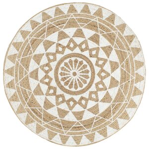 vidaXL Tapis fait à la main Jute avec imprimé blanc 150 cm
