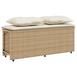 vidaXL Ensemble à manger de jardin et coussins 3 Pièces Beige poly rotin