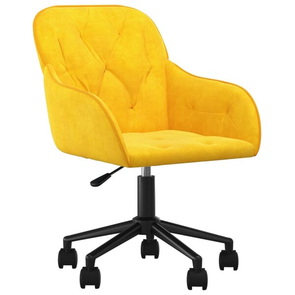 vidaXL Chaise pivotante de bureau Jaune Velours