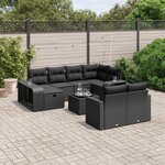 vidaXL Salon de jardin 11 Pièces avec coussins noir résine tressée