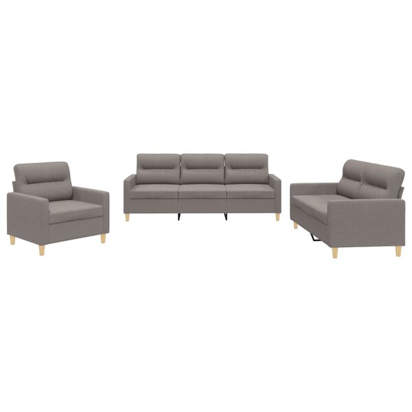 vidaXL Ensemble de canapés 3 Pièces avec coussins Taupe Tissu