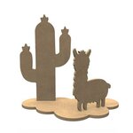 Décoration 3D en bois MDF - Lama et cactus