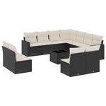 vidaXL Salon de jardin 12 Pièces avec coussins noir résine tressée