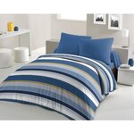 Parure de couette microfibre - 1 housse de couette 240 x 260 + 2 taies d'oreiller 63 x 63 - Bleu