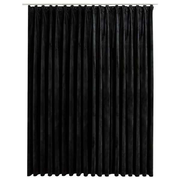 vidaXL Rideau occultant avec crochets Velours Noir 290x245 cm