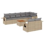 vidaXL Salon de jardin avec coussins 9 Pièces beige résine tressée