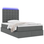 vidaXL Lit de rangement LED avec matelas Gris foncé 120 x 190 cm Tissu