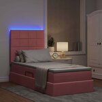 vidaXL Lit de rangement LED avec matelas Rose 90 x 190 cm Velours