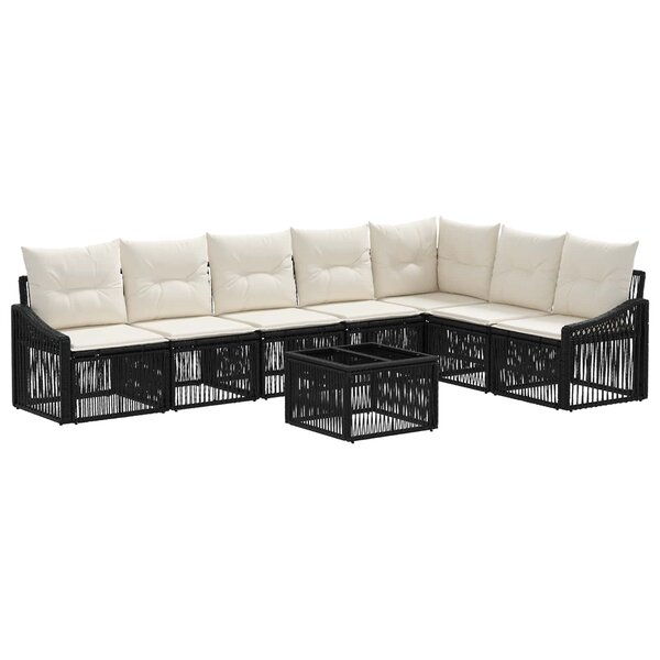 vidaXL Ensemble de canapé de jardin 8 Pièces Noir polyrotin