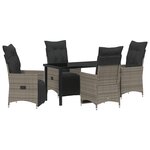 vidaXL Ensemble de salle à manger de jardin de 5 pièces avec coussins gris en poly rattan