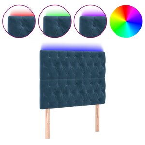 vidaXL Tête de lit à LED Bleu foncé 100x7x118/128 cm Velours