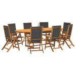 vidaXL Ensemble à manger de jardin 9Pièces bois d'acacia solide textilène