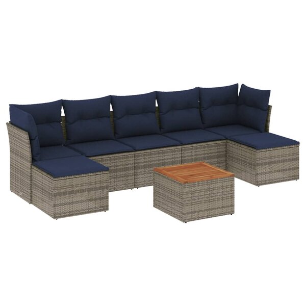 vidaXL Salon de jardin 8 Pièces avec coussins gris résine tressée