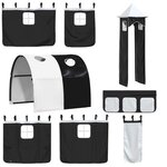 vidaXL Lit superposé sans matelas avec toboggan blanc noir 80x200 cm