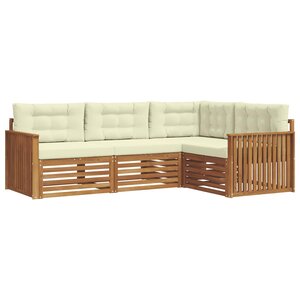 vidaXL Ensemble de canapés d'extérieur 4 pc Naturel et Crème