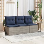 vidaXL Canapé de jardin avec coussins 3 places gris résine tressée