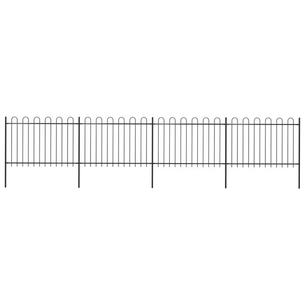 vidaXL Clôture de jardin avec dessus en cerceau Acier 6 8 x 1 2 m Noir