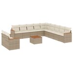 vidaXL Salon de jardin avec coussins 12 Pièces beige résine tressée