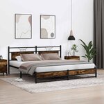 vidaXL Cadre de lit en métal sans matelas chêne fumé 193x201 cm