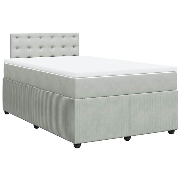 vidaXL Sommier à lattes de lit et matelas Gris clair 120x200cm Velours