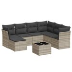 vidaXL Salon de jardin 8 Pièces avec coussins gris clair résine tressée