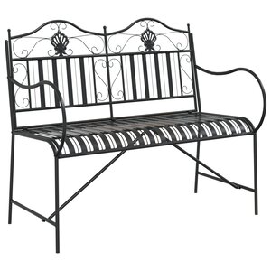 vidaXL Banc métal Noir Métal Standard Incrustations décoratives